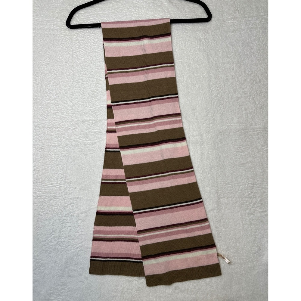 Aeropostale Scarf OS Pink Brown Striped Y2K Knit Acrylic 0997